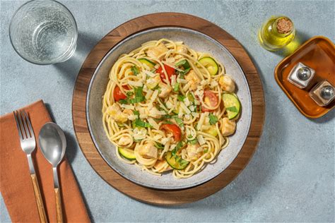 Spaghetti aux légumes bio au poulet